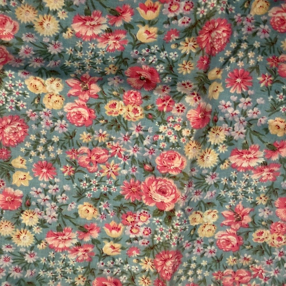 Vintage pink and yellow floral fabric